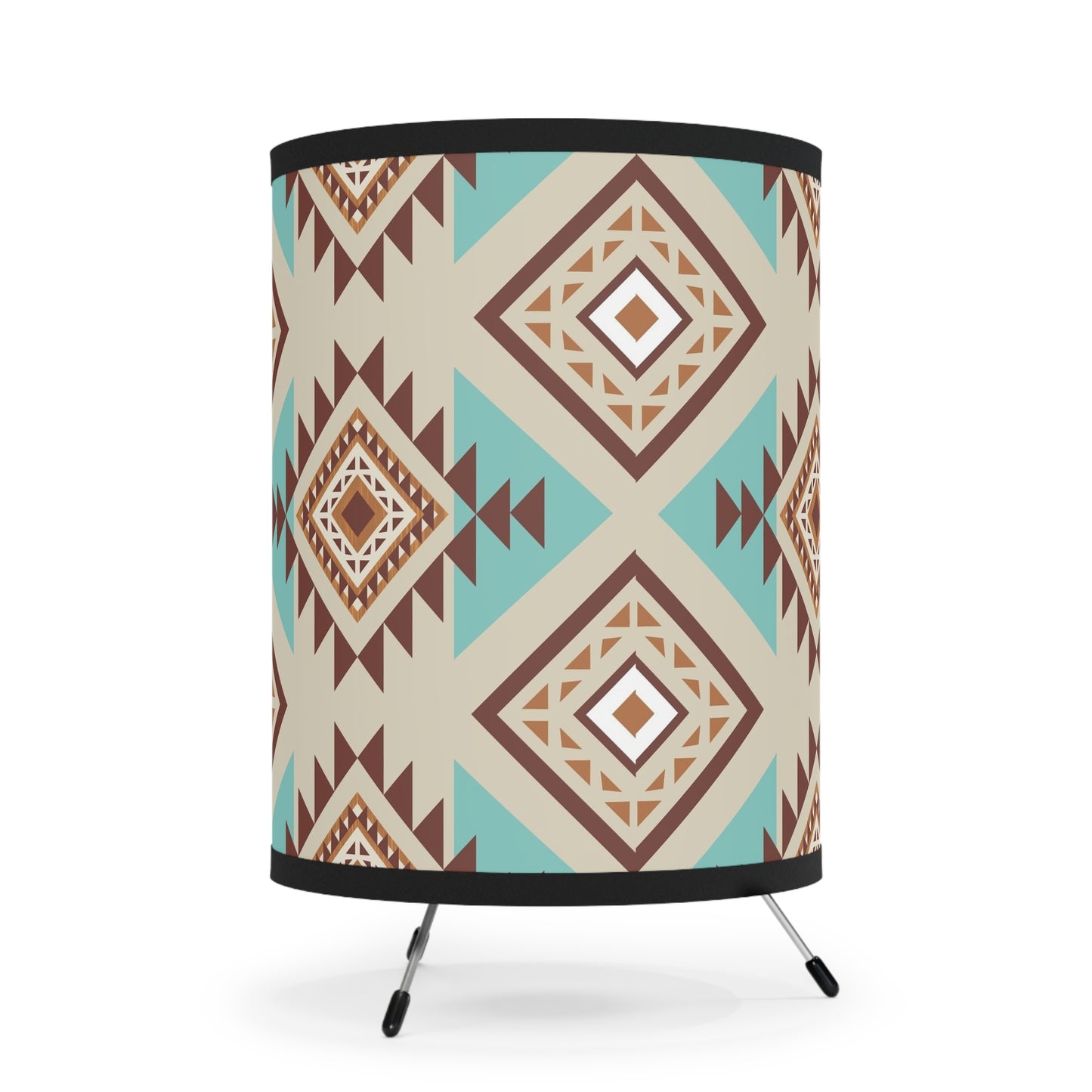 Tribal Pattern Tripod Lamp - High-Res Printed Shade, Stylish Home Décor