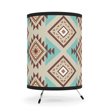Tribal Pattern Tripod Lamp - High-Res Printed Shade, Stylish Home Décor