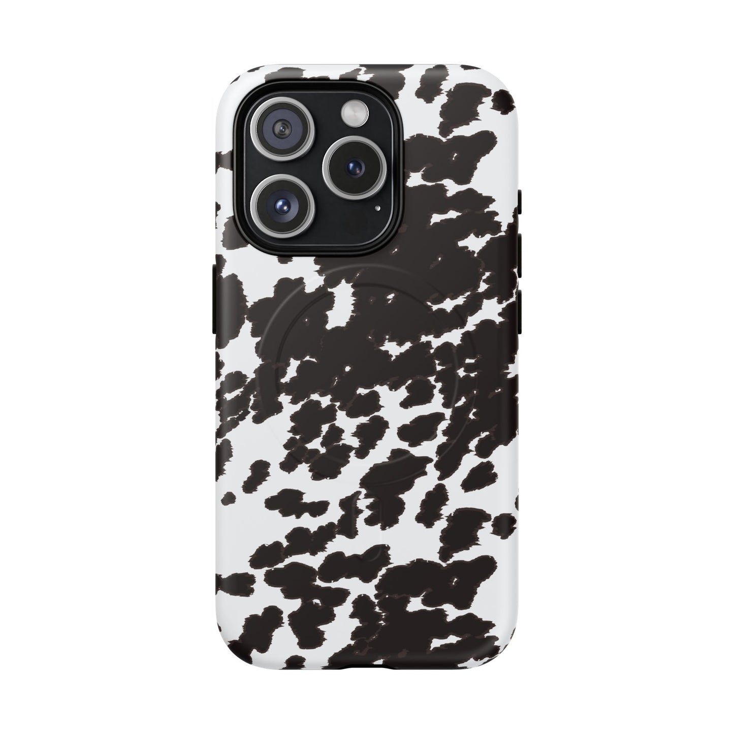 Cow Print Tough Magnetic Phone Case — Black & White Protective MagSafe Cover