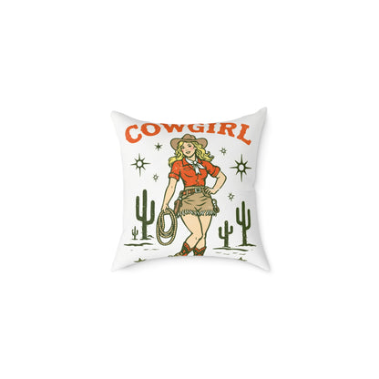 Cowgirl Western Throw Pillow — Cowhide Pattern Square Accent Pillow