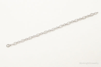Designer JWBR Single Diamond Linked Sterling Silver Bracelet