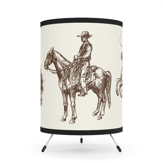 Western Cowboy Tripod Lamp with High-Res Shade