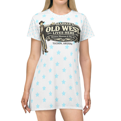 Harker's Old West Lives Here T-Shirt Dress — Harker’s Tucson Retro Cowboy Graphic