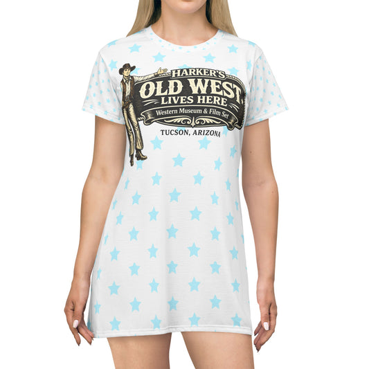 Harker's Old West Lives Here T-Shirt Dress — Harker’s Tucson Retro Cowboy Graphic