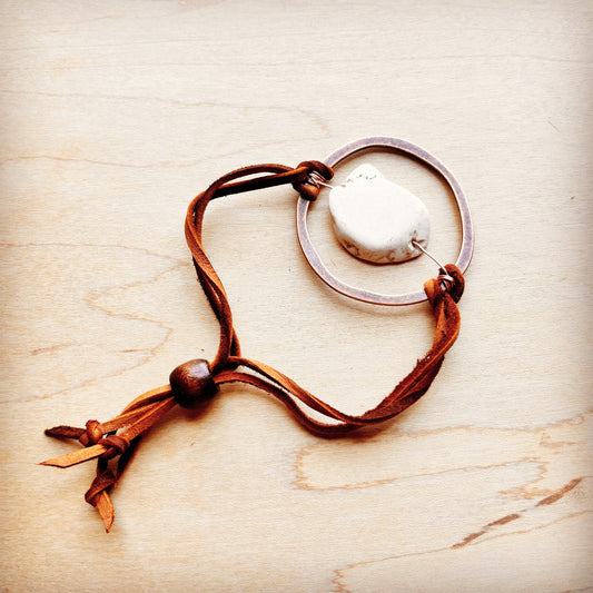 White Turquoise Bracelet w/ Adjustable Ties 010h