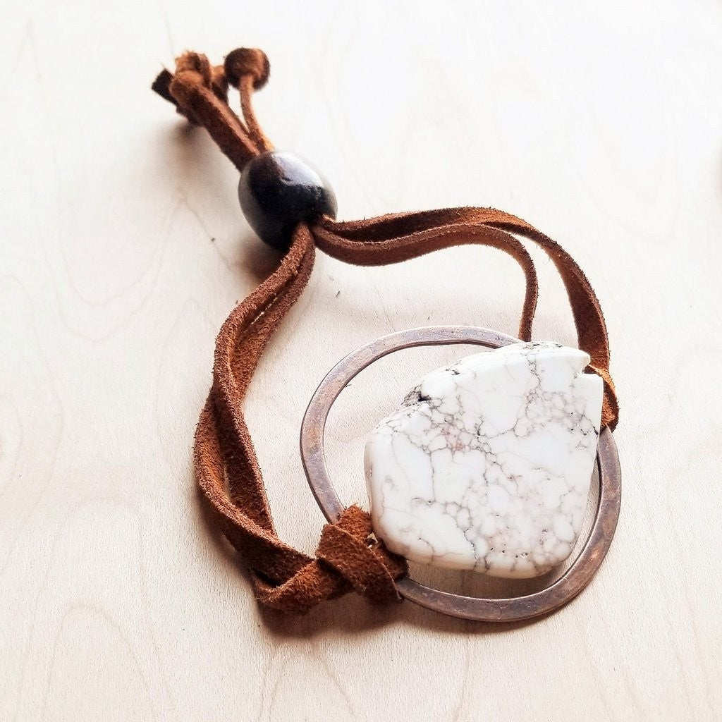 White Turquoise Bracelet w/ Adjustable Ties 010hh
