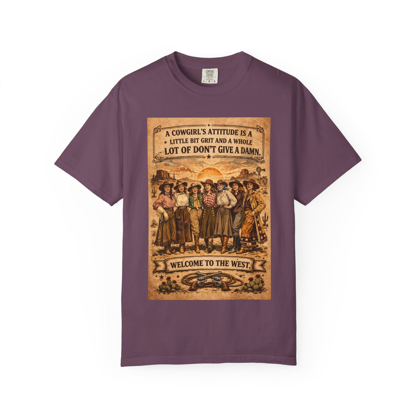 Cowgirl Attitude Graphic T-Shirt — "Welcome to the West" Vintage Western Tee