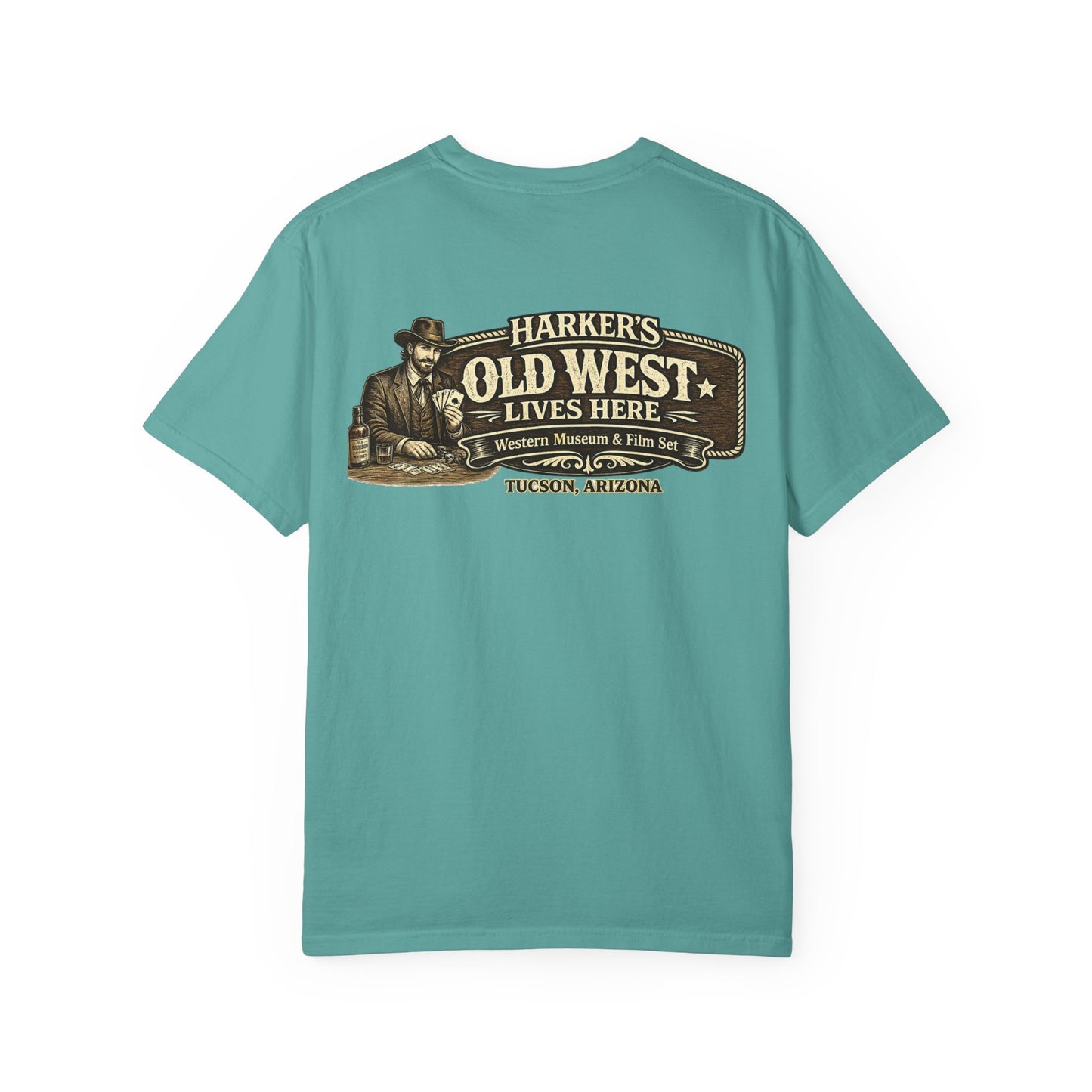 Harker's Gambler Unisex T-Shirt — “Harker’s Old West Lives Here” Vintage Western Tee