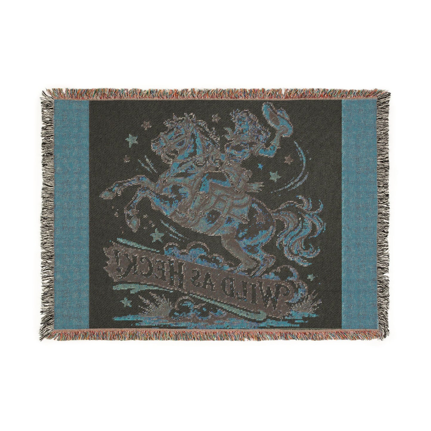 Wild As Heck Woven Blanket – Cowboy Horse Throw for Home & Ranch Decor