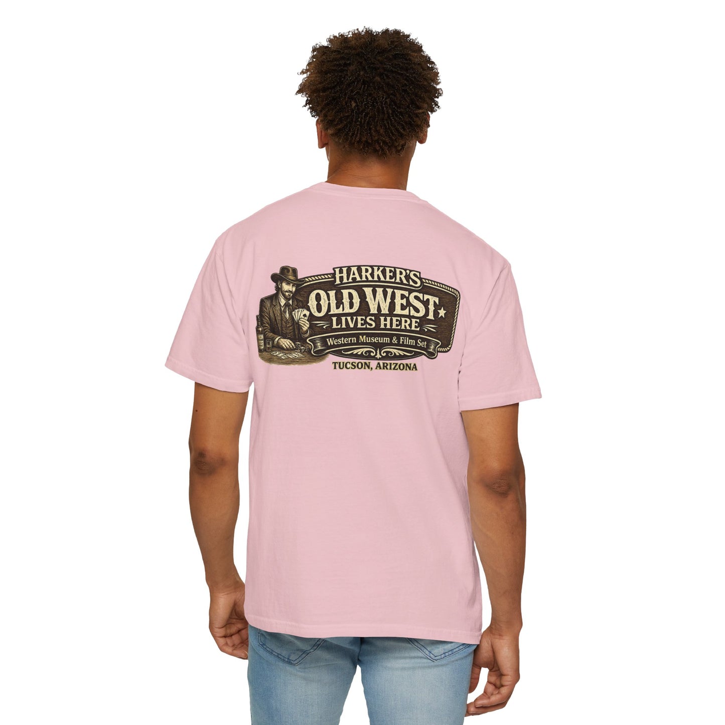 Harker's Gambler Unisex T-Shirt — “Harker’s Old West Lives Here” Vintage Western Tee