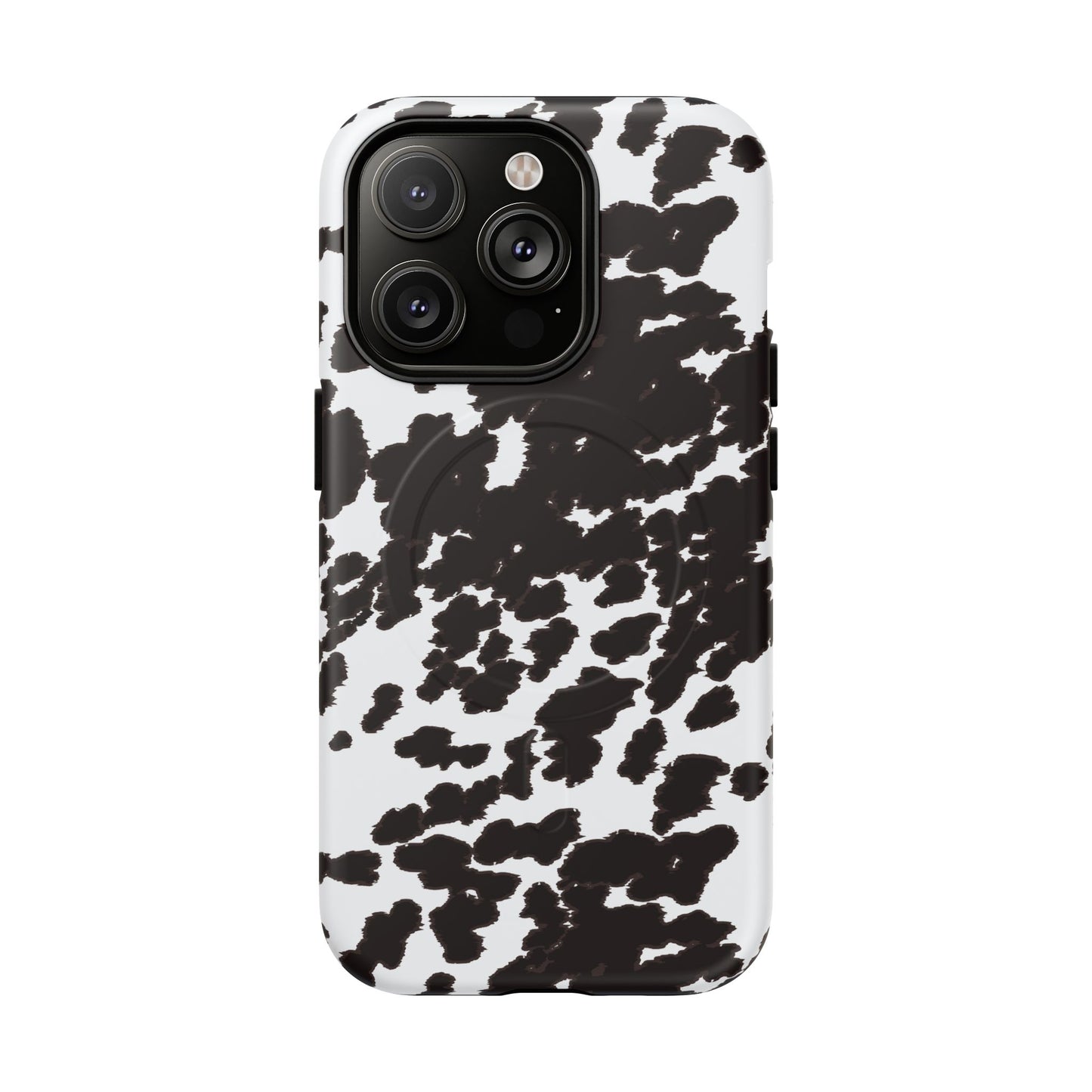 Cow Print Tough Magnetic Phone Case — Black & White Protective MagSafe Cover