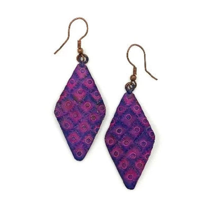 Purple Geo Copper Earrings and Ring Set