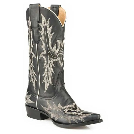 Stetson Tina (Black) - Women's Leather Cowgirl Boot
