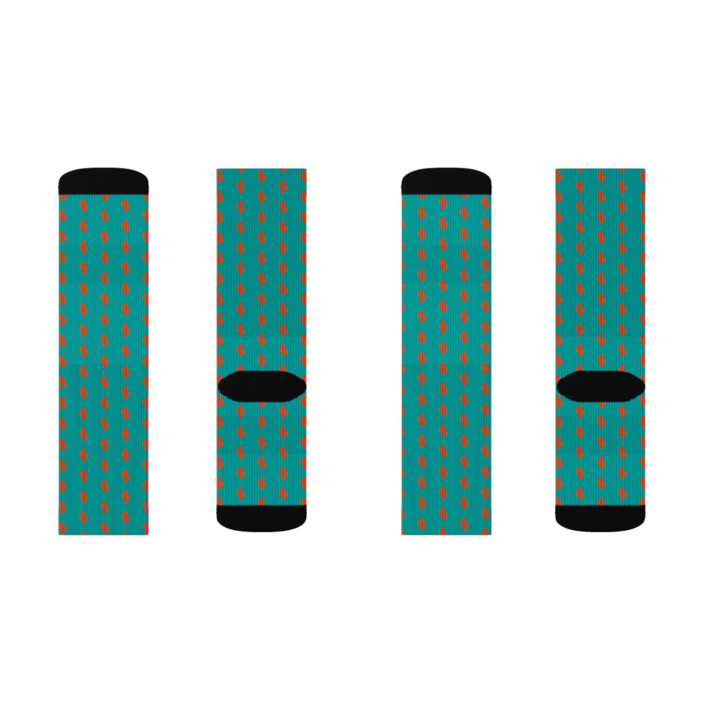 Colorful Patterned Sublimation Socks — Teal Dot & Multistripe Crew Socks