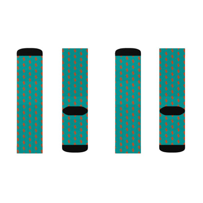 Colorful Patterned Sublimation Socks — Teal Dot & Multistripe Crew Socks