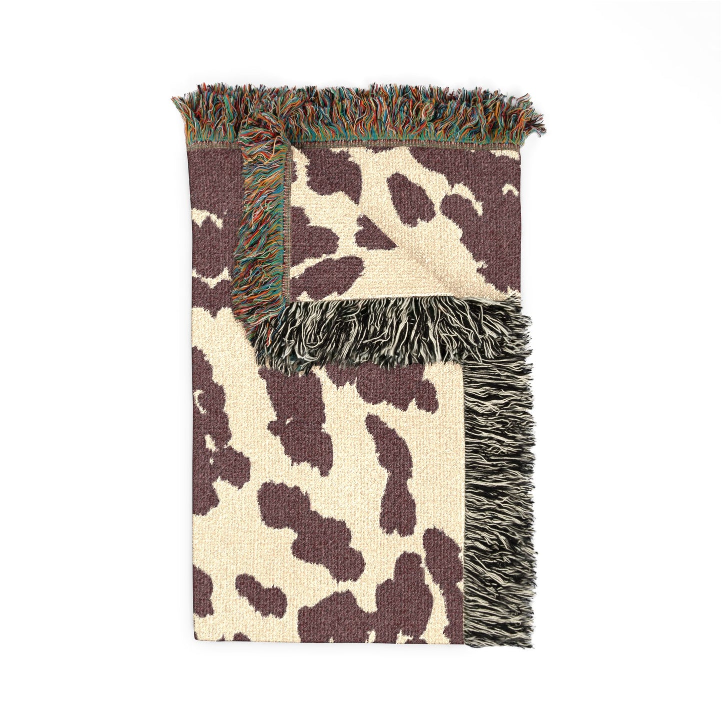 Cowhide Pattern Woven Blanket — Rustic Western Throw for Living Room & Cabin