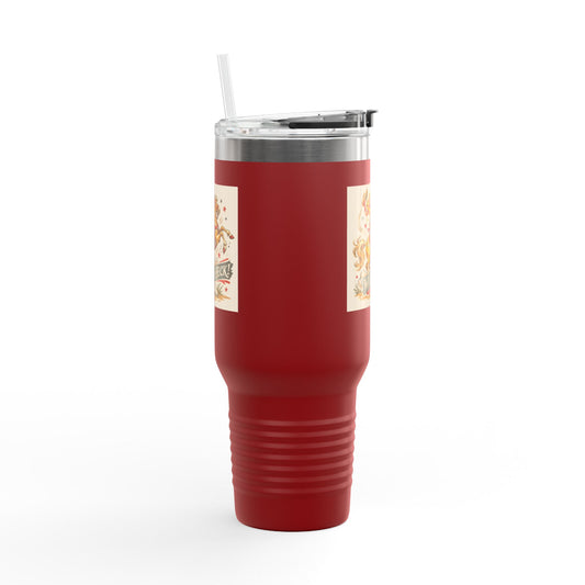 Wild As Heck 40oz Insulated Travel Mug — Retro Rodeo Horse Design