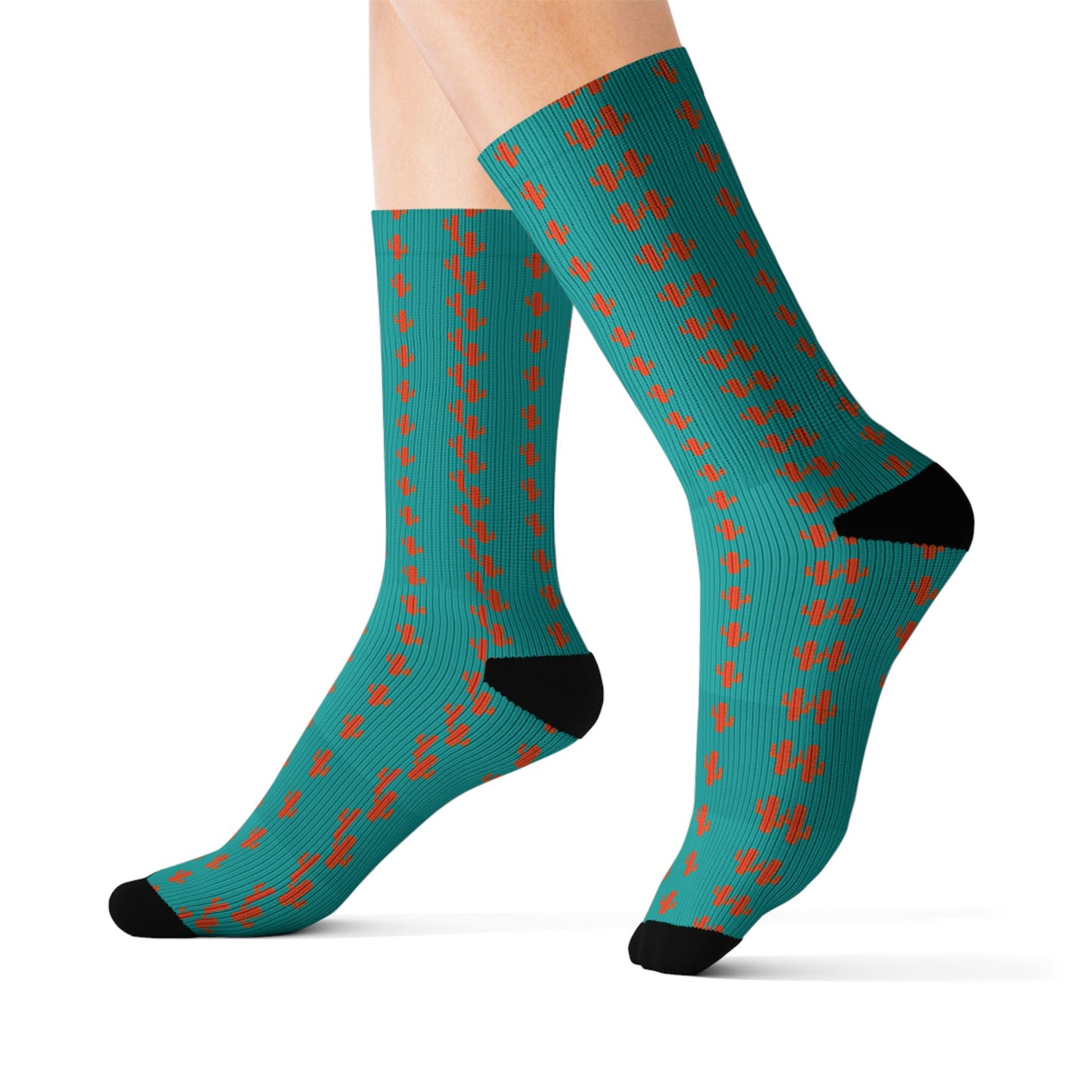 Colorful Patterned Sublimation Socks — Teal Dot & Multistripe Crew Socks