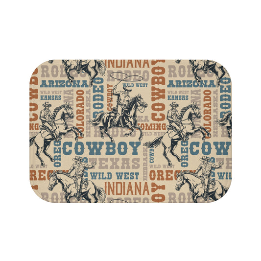 Western Cowboy Bath Mat - Rustic Home Decor