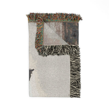 Cowboy Horse Woven Blanket — Rustic Western Decor Throw for Ranchers & Equestrians