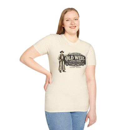 HARKER'S Old West Lives Here T-Shirt — Vintage Cowboy Tucson Graphic Tee