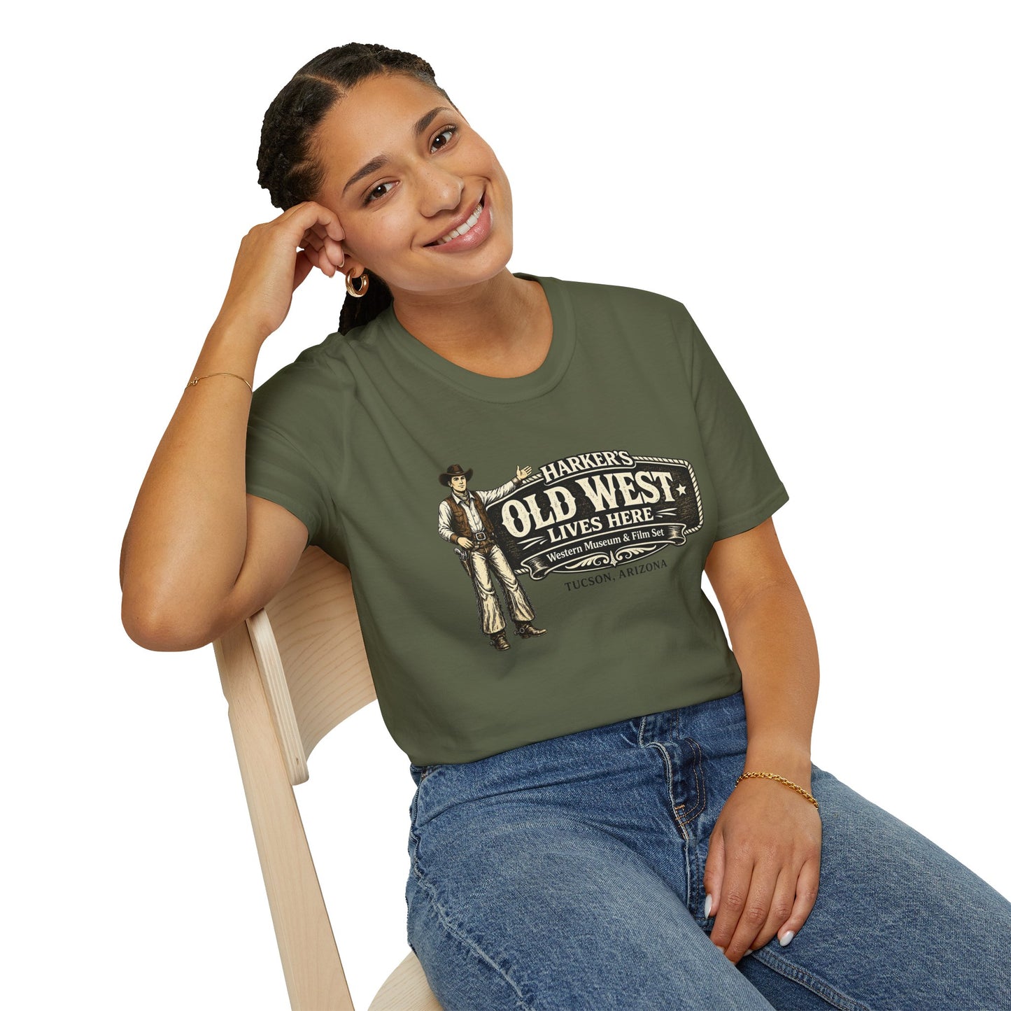 HARKER'S Old West Lives Here T-Shirt — Vintage Cowboy Tucson Graphic Tee