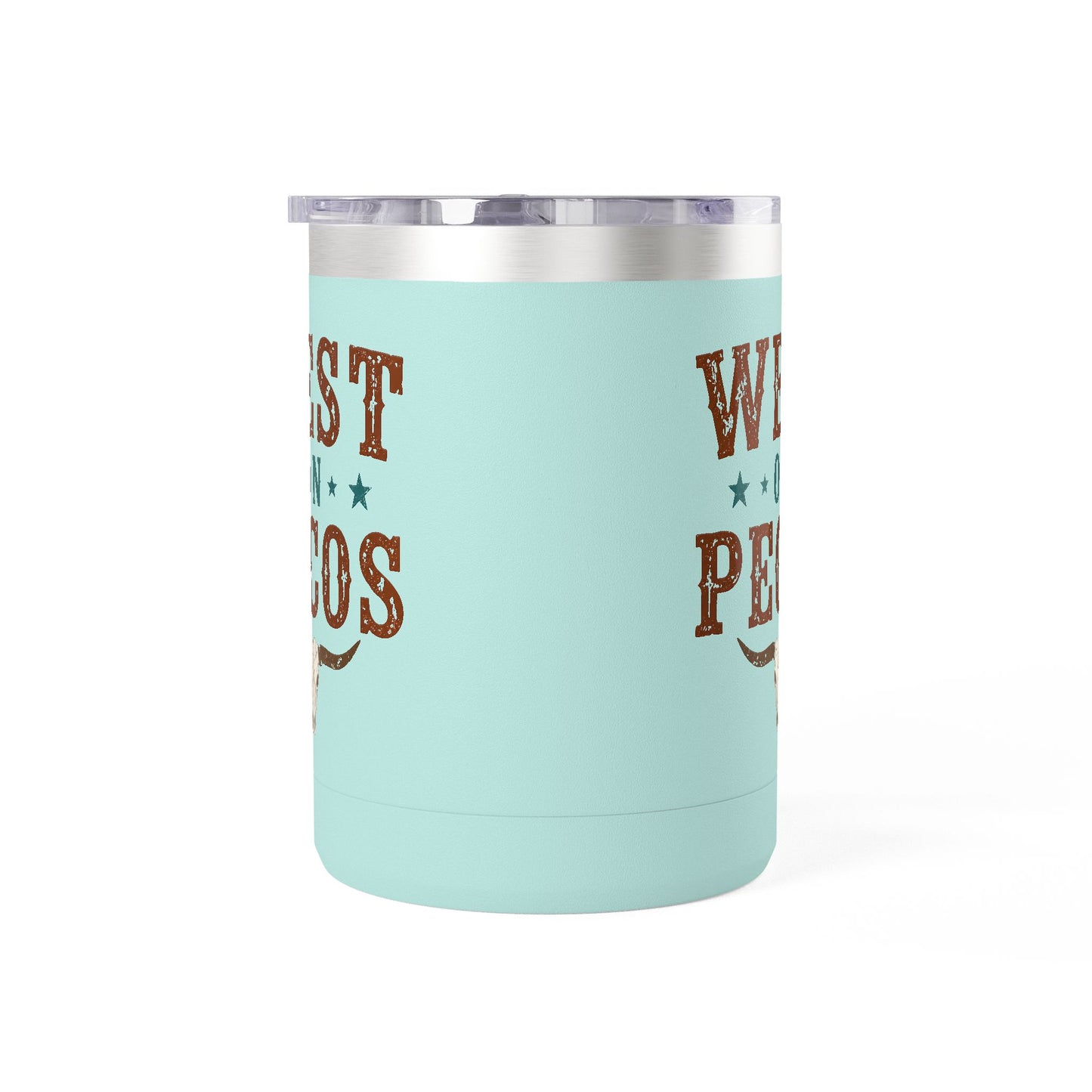 Western West on Pecos Coffee Mug — 15oz Rancher Travel Tumbler (No-Spill)