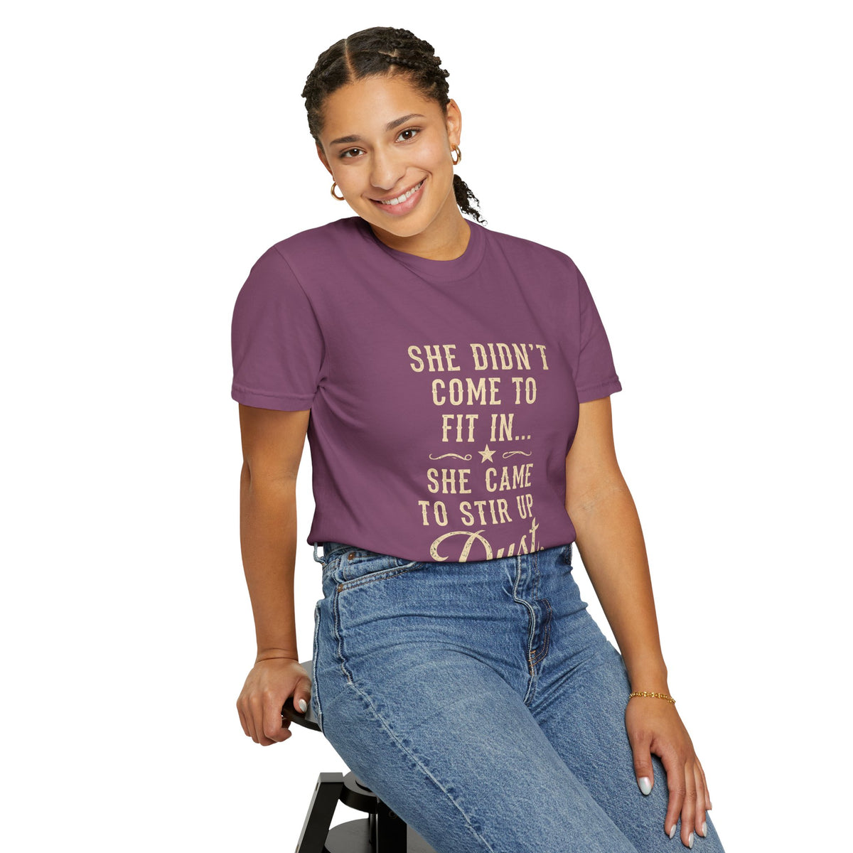 She Came to Stir Up Dust T‑Shirt — Western Inspirational Graphic Tee
