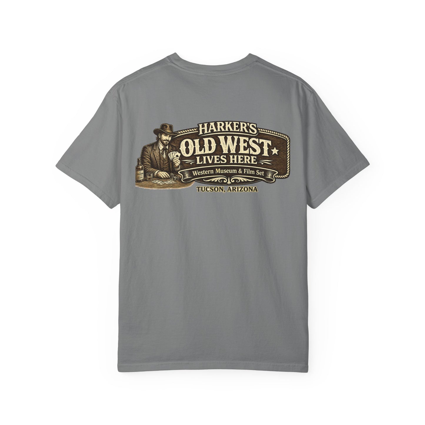 Harker's Gambler Unisex T-Shirt — “Harker’s Old West Lives Here” Vintage Western Tee