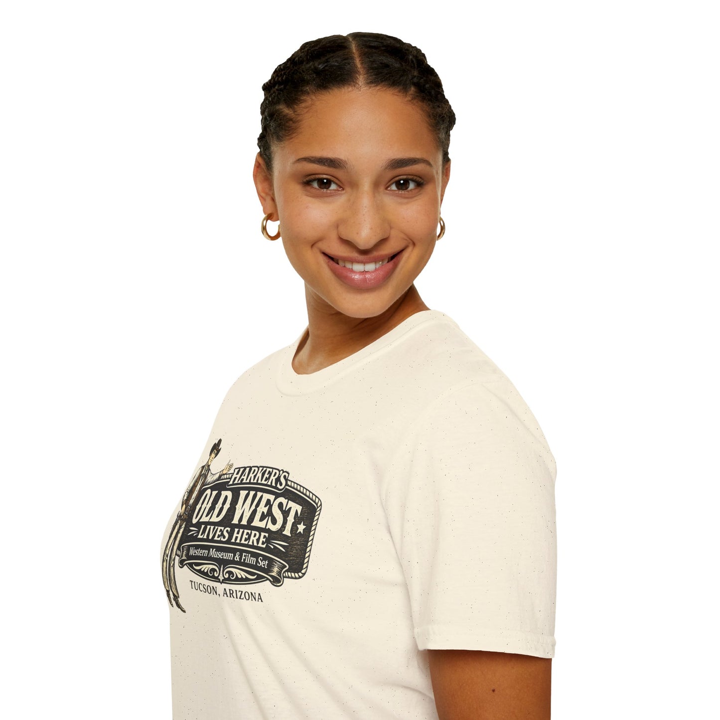 HARKER'S Old West Lives Here T-Shirt — Vintage Cowboy Tucson Graphic Tee