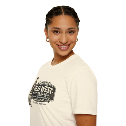 HARKER'S Old West Lives Here T-Shirt — Vintage Cowboy Tucson Graphic Tee