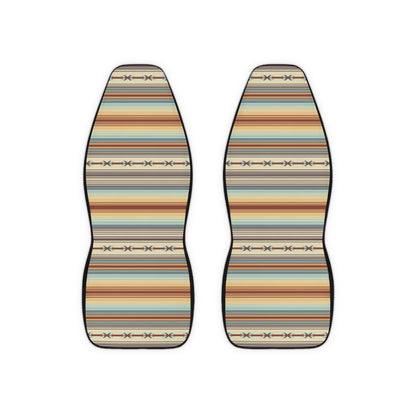 Southwestern Stripe Car Seat Covers — Boho Serape Pattern Polyester Seat Protector