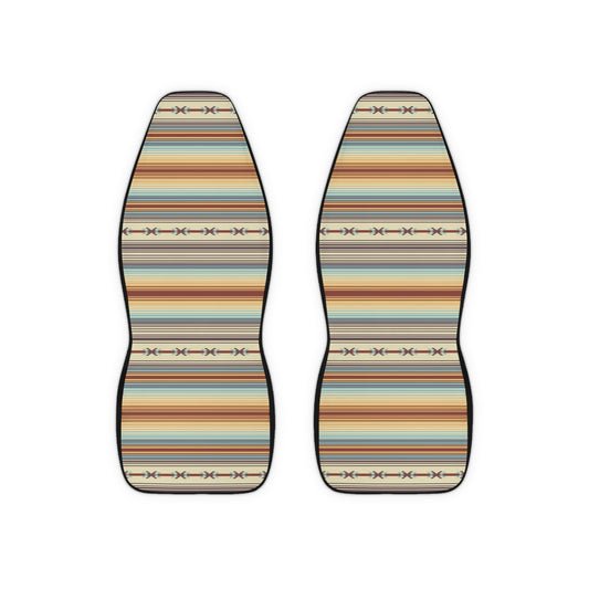 Southwestern Stripe Car Seat Covers — Boho Serape Pattern Polyester Seat Protector