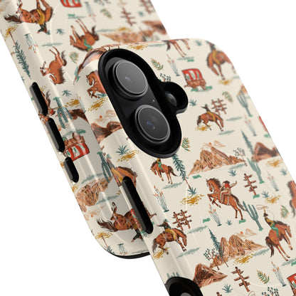 Western Cowboy Pattern Tough Magnetic Phone Case