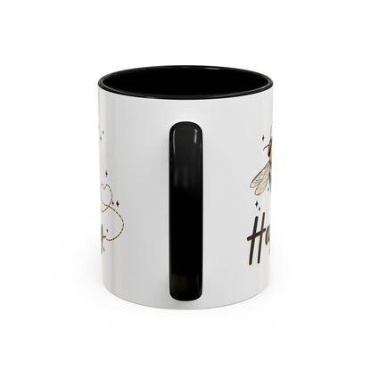 Bee Happy Whimsical Bee Ceramic Mug - Cottage Style Coffee Mug
