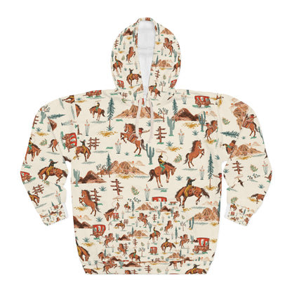 Vintage Western Spirit Unisex Pullover Hoodie, Cozy Sweatshirt for Ranch Life, Horse Lovers Gift, Fall Fashion, Equestrian Wear