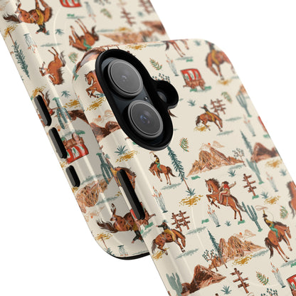Western Cowboy Pattern Tough Magnetic Phone Case