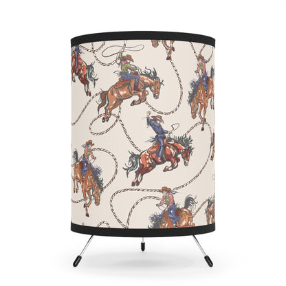 Western Cowboy Tripod Lamp with High-Res Printed Shade