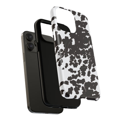 Cow Print Tough Magnetic Phone Case — Black & White Protective MagSafe Cover
