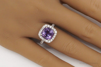 Vintage Amethyst Cubic Zirconia Sterling Silver Ring - Size 6.75