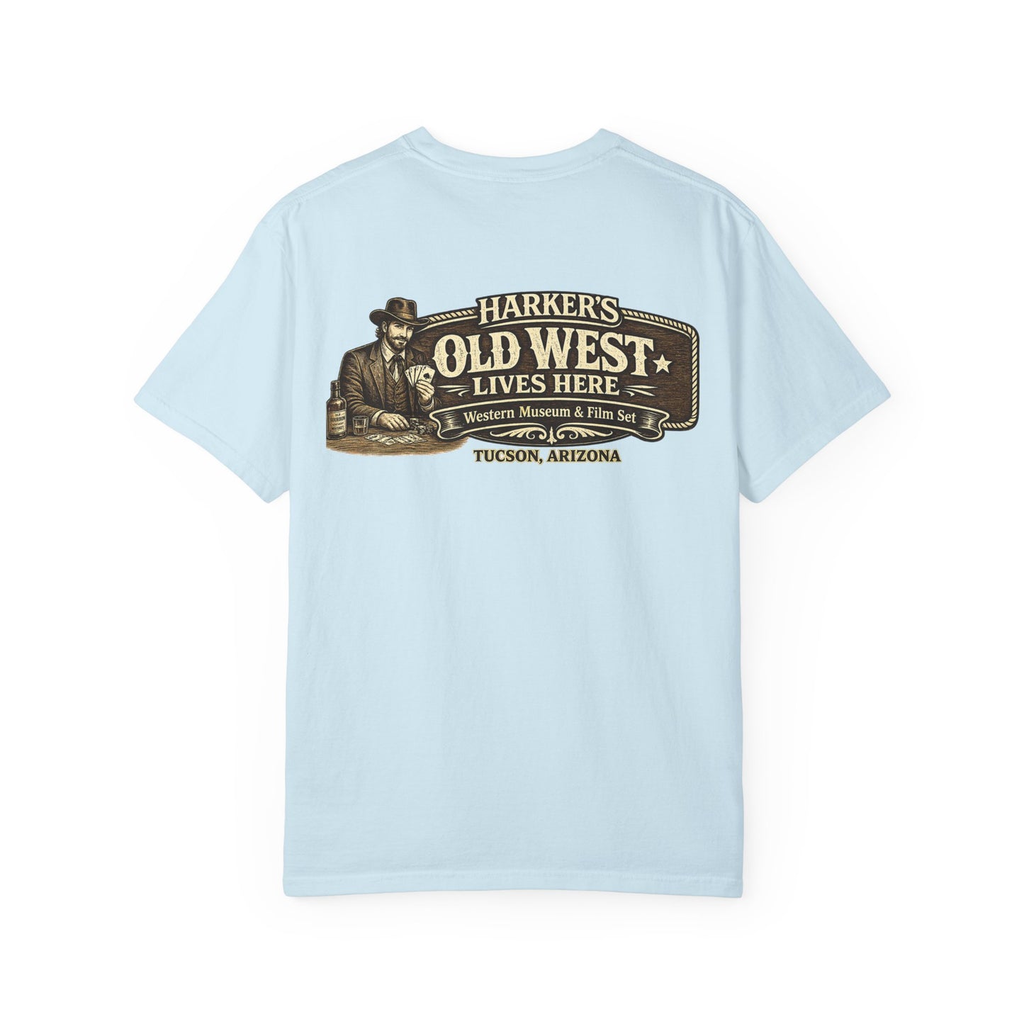 Harker's Gambler Unisex T-Shirt — “Harker’s Old West Lives Here” Vintage Western Tee