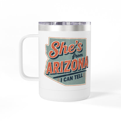 She's From Arizona 15oz Tumbler Mug — Retro State Pride Coffee Cup