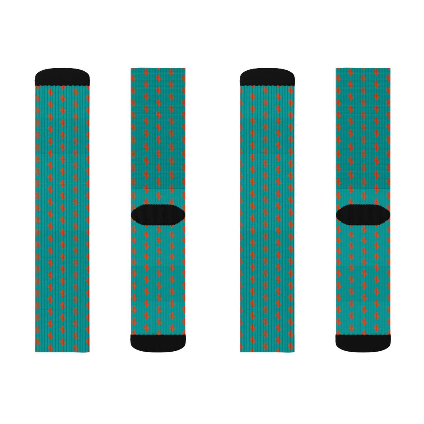 Colorful Patterned Sublimation Socks — Teal Dot & Multistripe Crew Socks