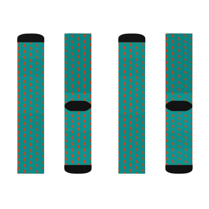 Colorful Patterned Sublimation Socks — Teal Dot & Multistripe Crew Socks