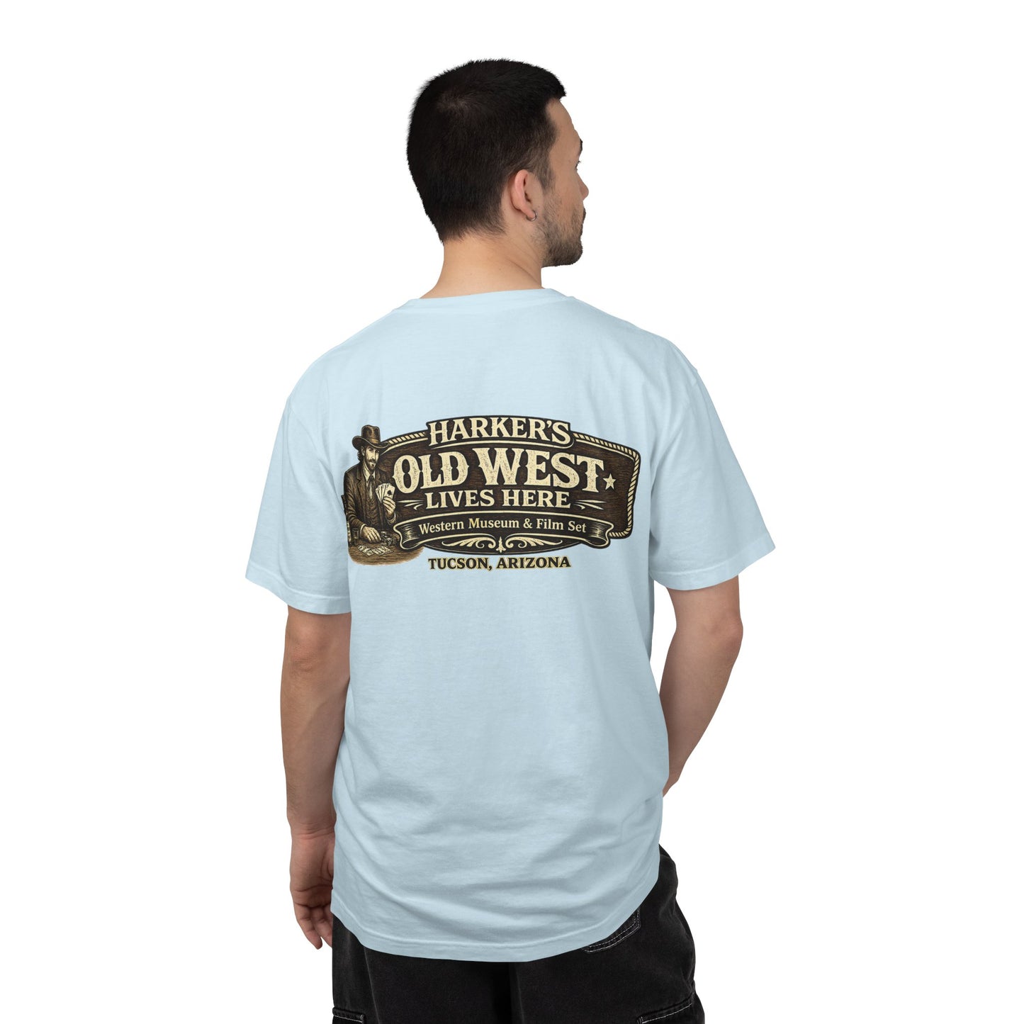 Harker's Gambler Unisex T-Shirt — “Harker’s Old West Lives Here” Vintage Western Tee