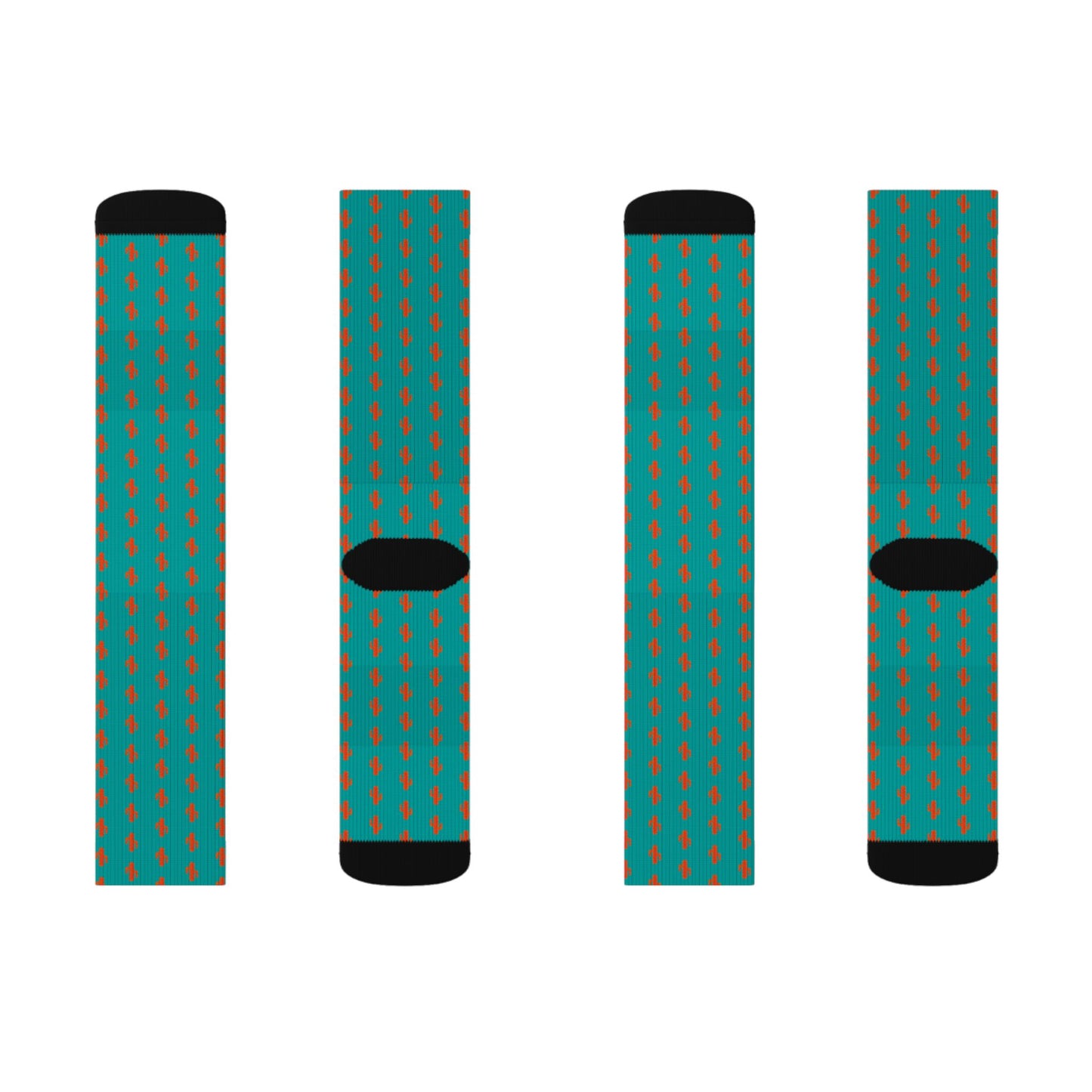 Colorful Patterned Sublimation Socks — Teal Dot & Multistripe Crew Socks