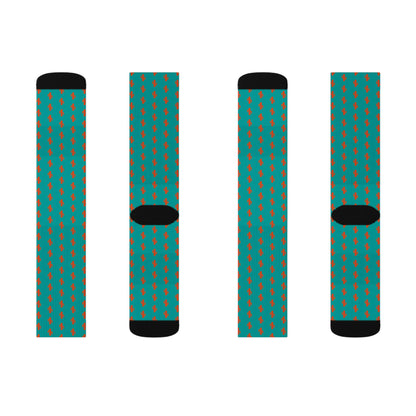 Colorful Patterned Sublimation Socks — Teal Dot & Multistripe Crew Socks