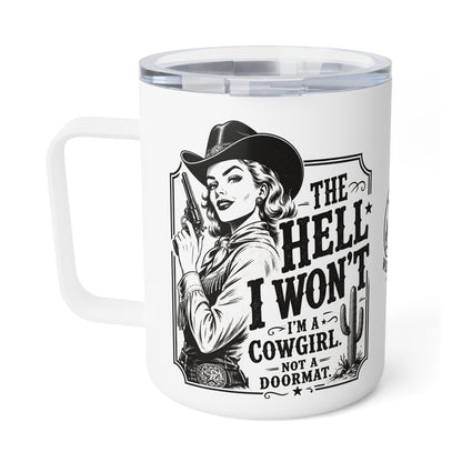 Western 10oz Insulated Coffee Mug – 'West on Pecos' Vintage Ranch Design