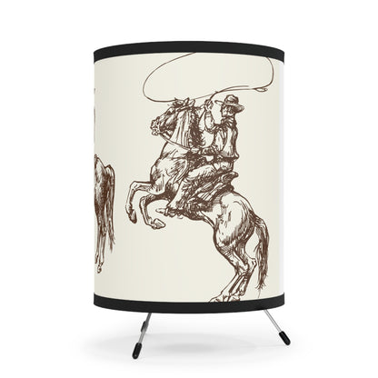 Western Cowboy Tripod Lamp with High-Res Shade