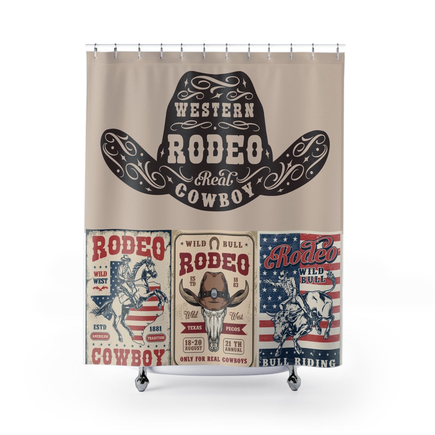 Western Rodeo Cowboy Shower Curtain - Rustic Home Décor for Western Lovers
